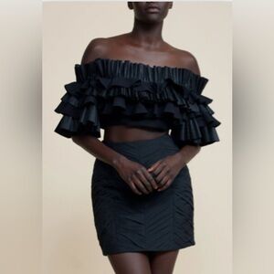 Acler Black Ruffled RADFORD TOP size 12